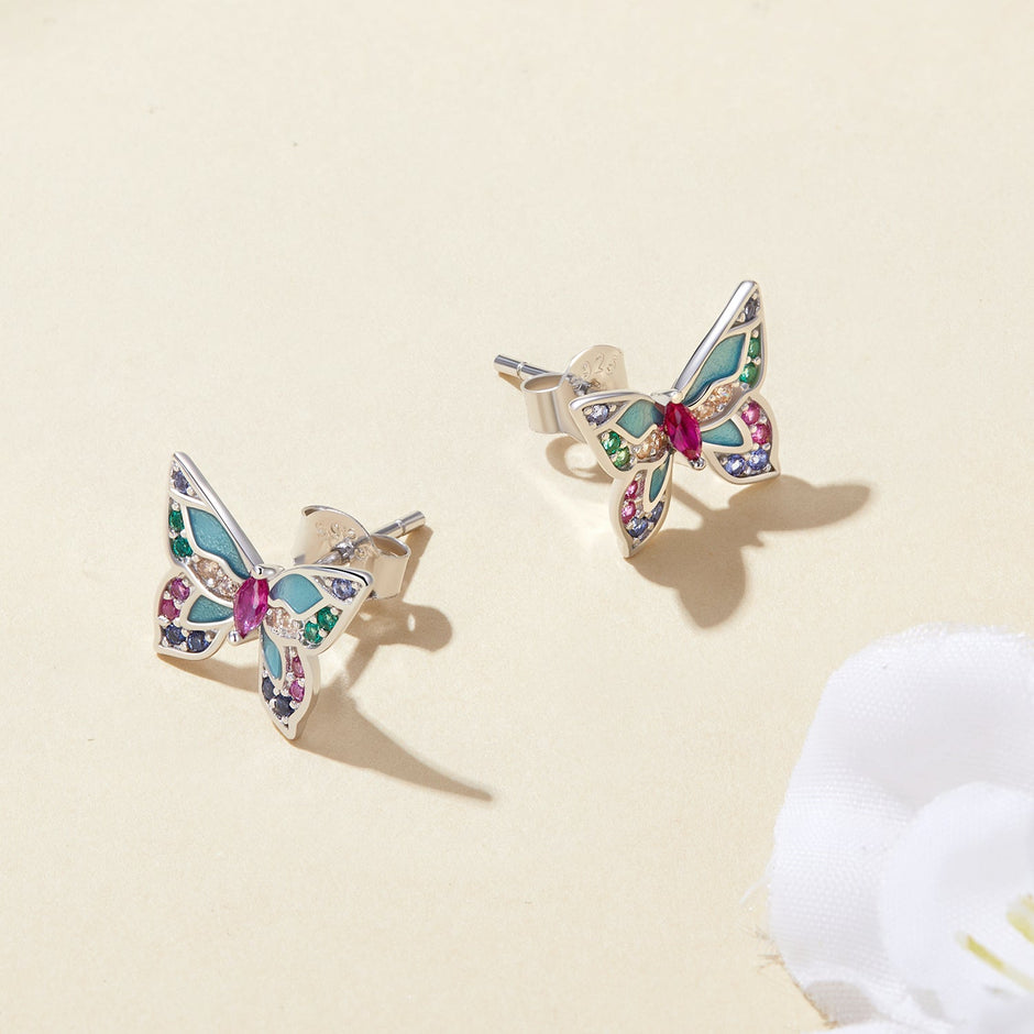 925 Sterling Silver Earrings with Enamel and CZ for Women