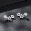 925 Sterling Silver 0.20 Carat Moissanite Earrings with Synthetic Pearl for Women