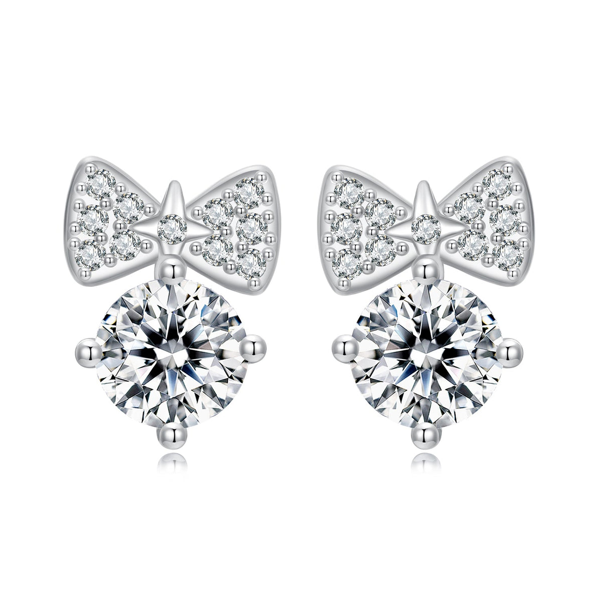 925 Sterling Silver Earrings with CZ and White Gold Plating for Women