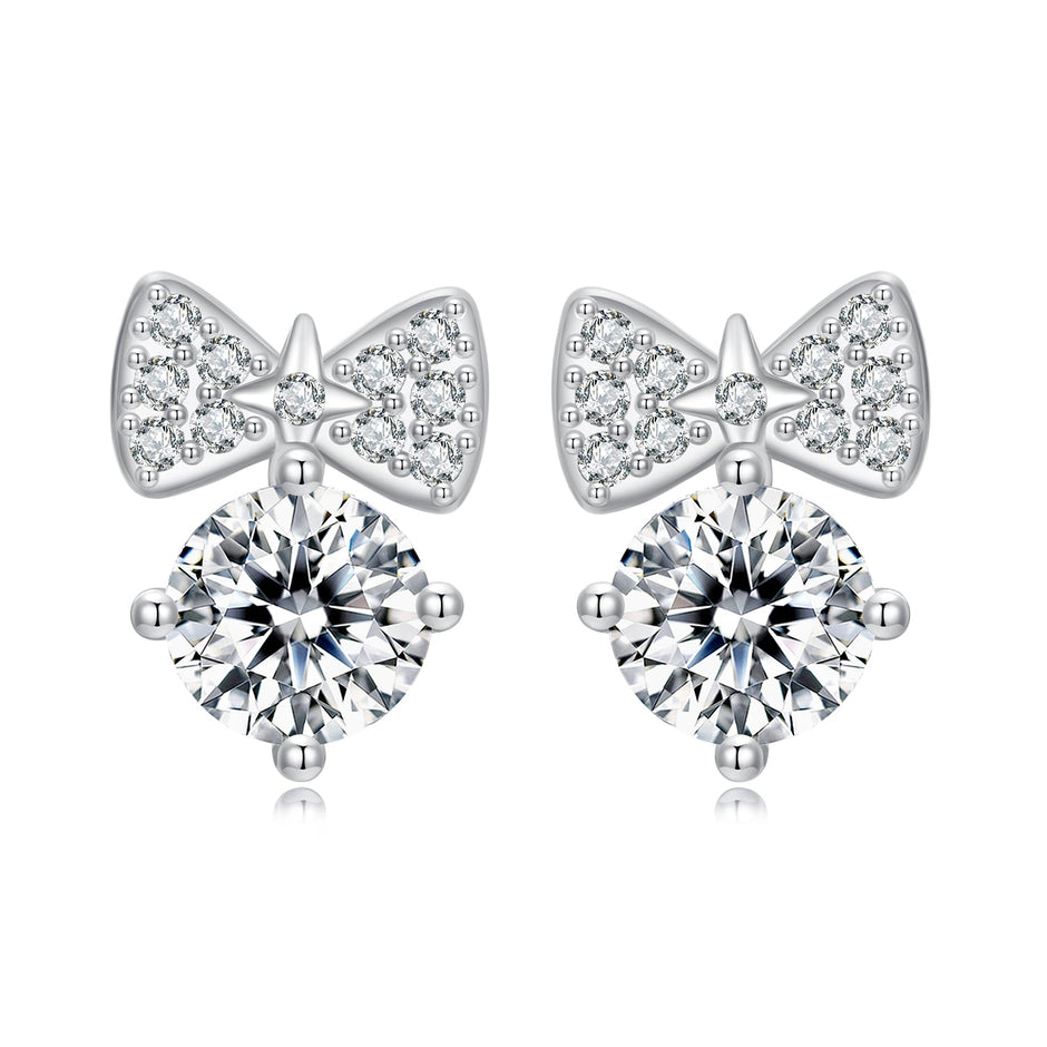 925 Sterling Silver Earrings with CZ and White Gold Plating for Women