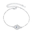 925 Sterling Silver + White Gold Plated 15cm Adjustable Bracelet with CZ and Synthetic Spinel for Women