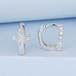 925 Sterling Silver Hoop Earrings with Pavé Setting CZ, 1.3x0.8cm, for Women