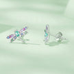 925 Sterling Silver Earrings with Pavé CZ and Transparent Glass