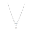 925 Sterling Silver Moissanite & Quality Shell Pearl Necklace for Women - 40+5cm, White Gold Plated