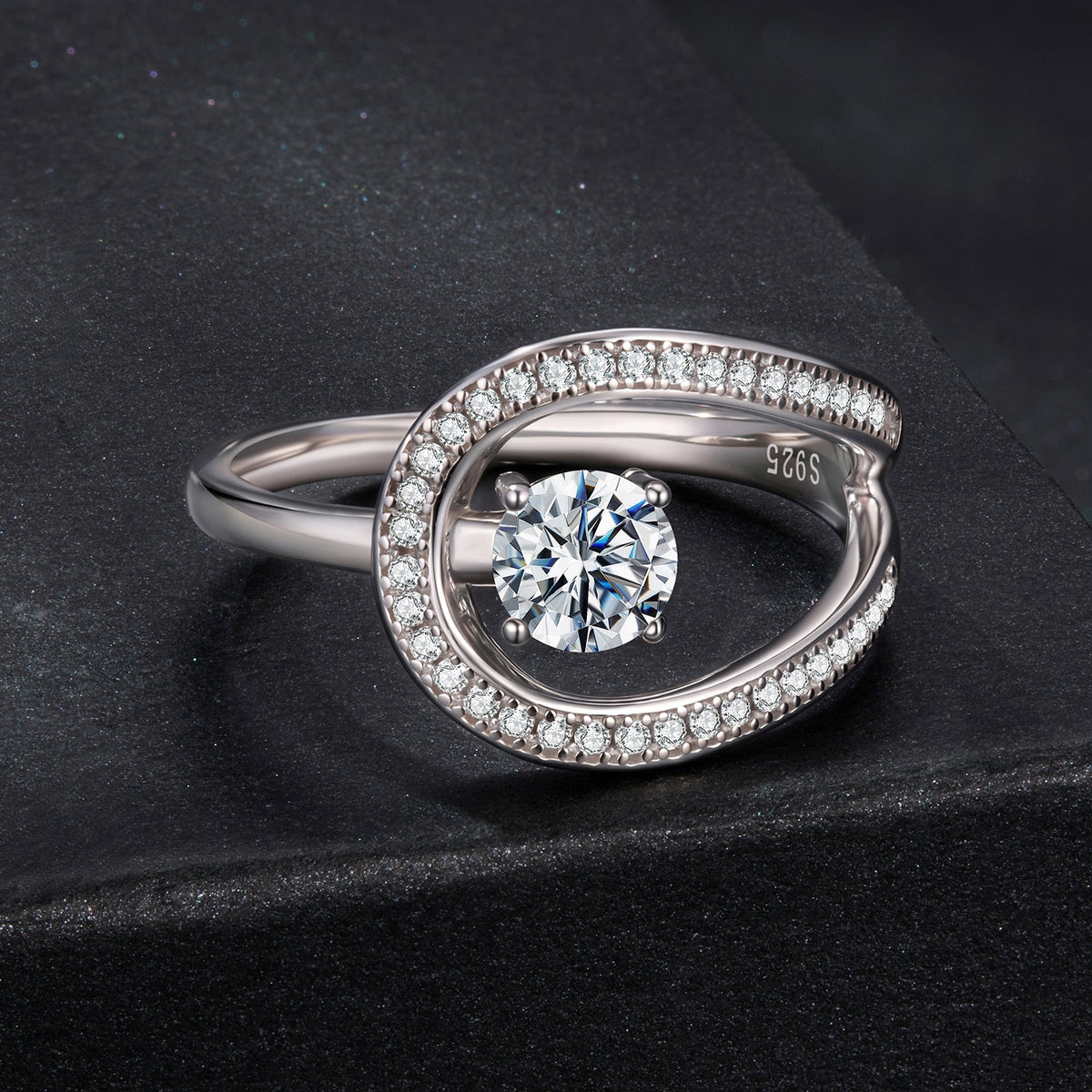 925 Sterling Silver 0.50 Carat Moissanite Ring Size 6 for Women