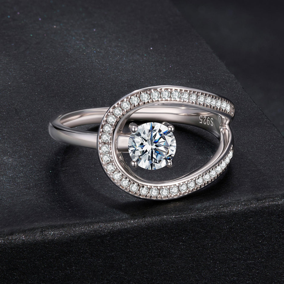 925 Sterling Silver 0.50 Carat Moissanite Ring Size 6 for Women
