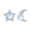925 Sterling Silver White Gold Plated Moonstone & CZ Earrings