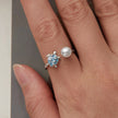 925 Sterling Silver Turtle Ring with Quality Shell Pearl & CZ - Size: nan