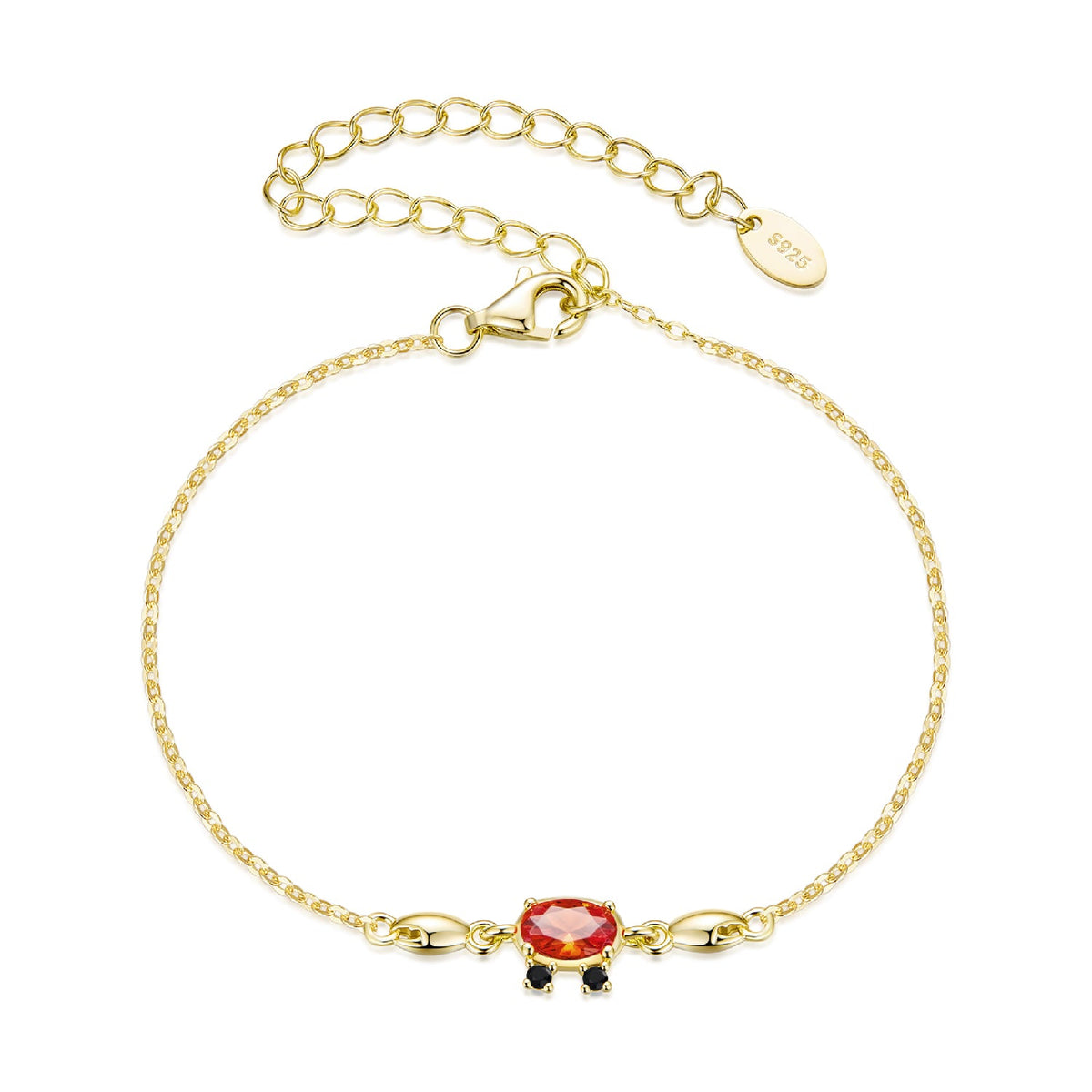 925 Sterling Silver Gold Plated CZ Bracelet 15+6cm for Women