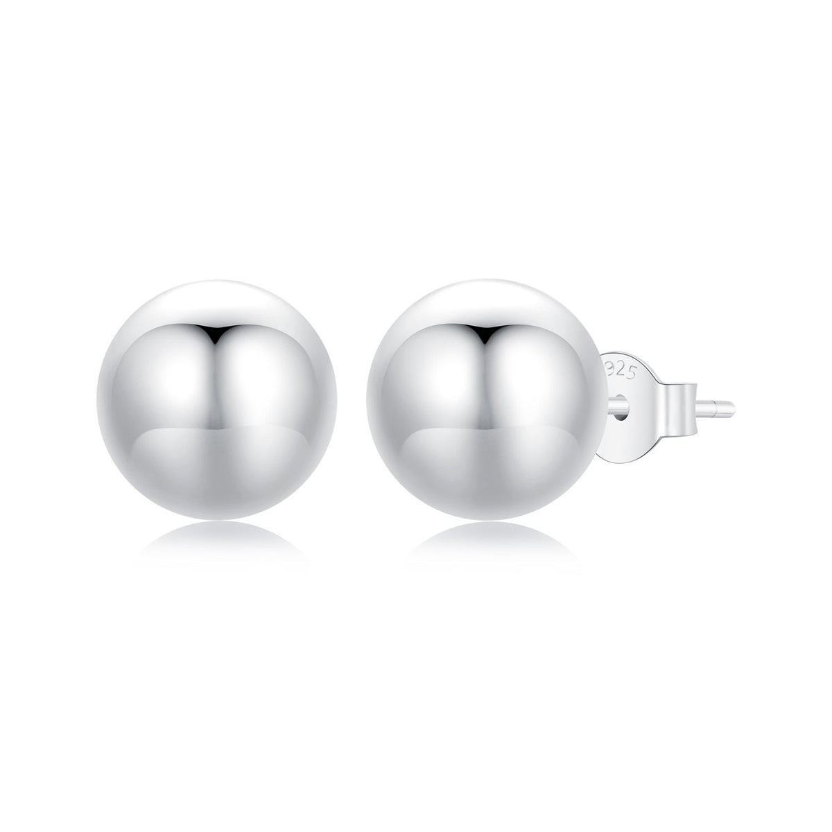 925 Sterling Silver Plated White Gold Earrings - 10mm for Women