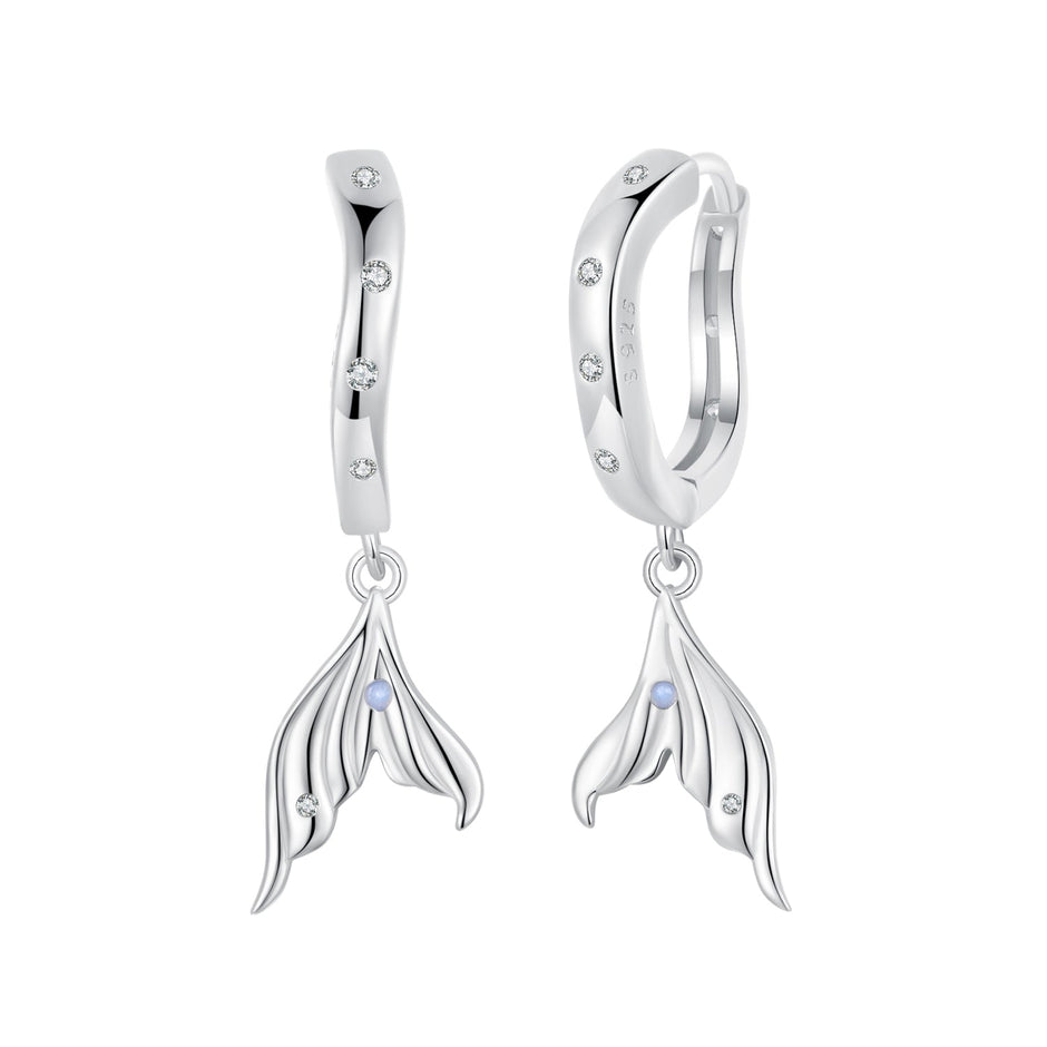 925 Sterling Silver Earrings with Nano Opal Stone and CZ in White Gold Finish