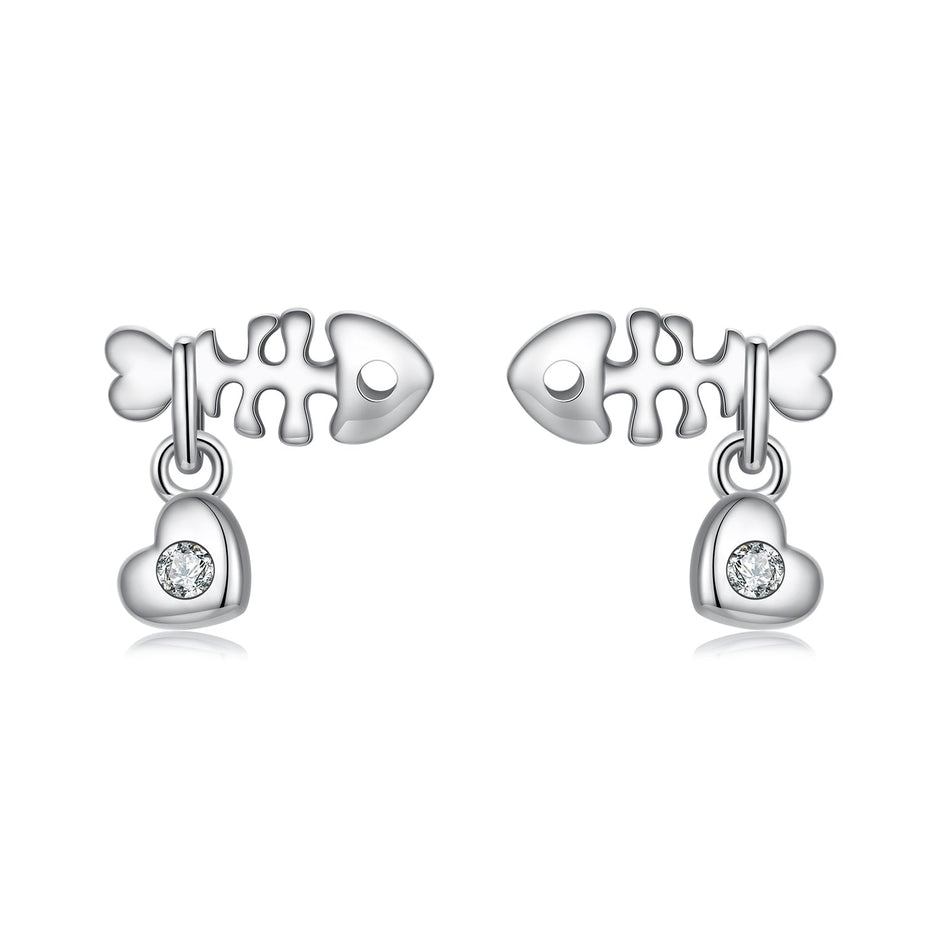 925 Sterling Silver Earrings with Pavé Setting CZ in Oxidized Silver