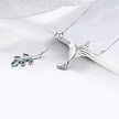 925 Sterling Silver Necklace with Bird and Leaves Design for Women