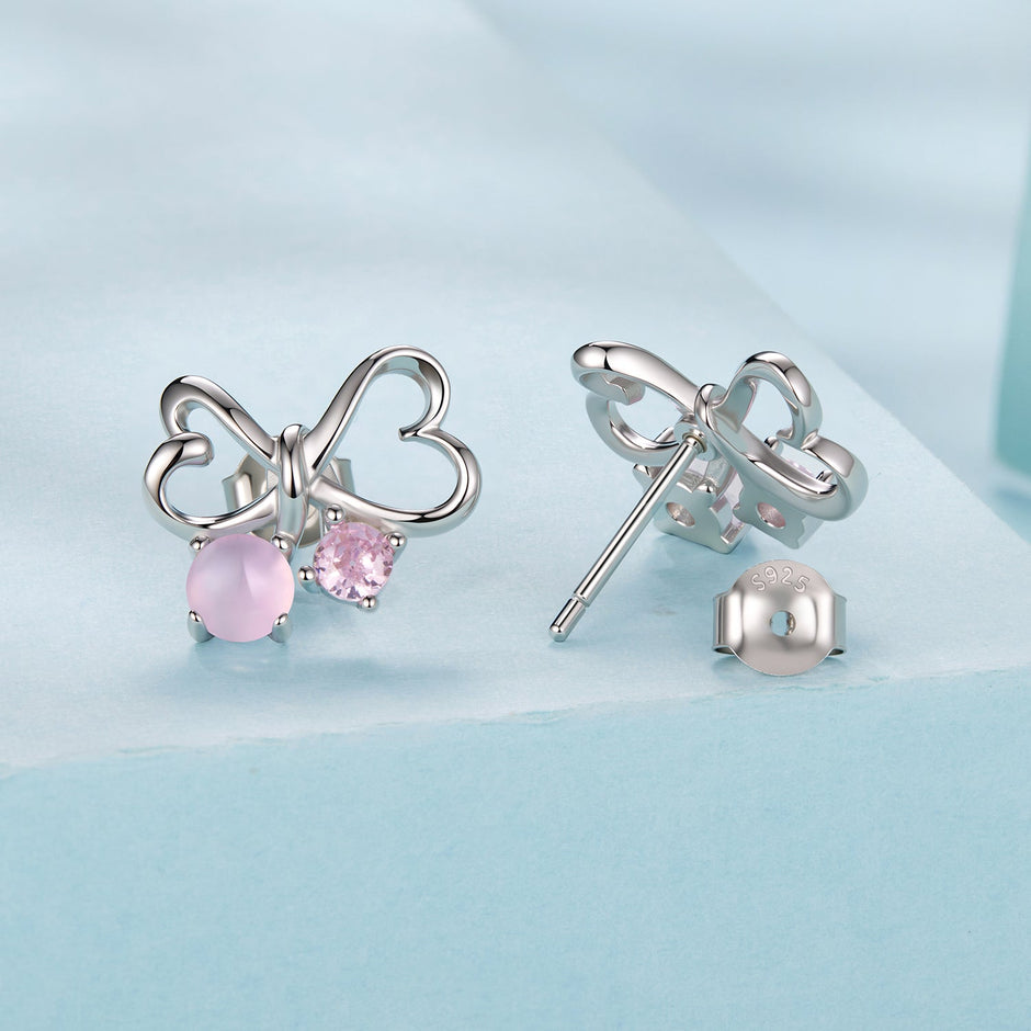 925 Sterling Silver Earrings with Pavé Setting CZ and Transparent Glass for Women