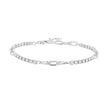 925 Sterling Silver Bracelet with Pavé Setting CZ, Platinum Plated, 14.5+3cm, for Women