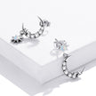 925 Sterling Silver Earrings with Translucent Opal and CZ in Oxidized Finish