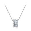 925 Sterling Silver & Moissanite Necklace, 40+5cm Length, White Gold Plated, Women's Jewelry