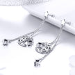 925 Sterling Silver Earrings with Plated Platinum and CZ - 4.4 x 1.0 cm for Women