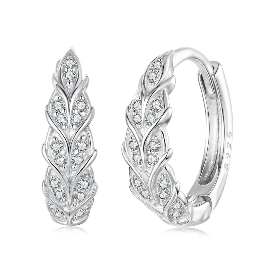 925 Sterling Silver Earrings with Pavé Setting CZ and White Gold Plating for Women