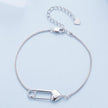 925 Sterling Silver Bracelet with CZ Pendant - 160mm Length and 8x26mm Pendant Size for Women