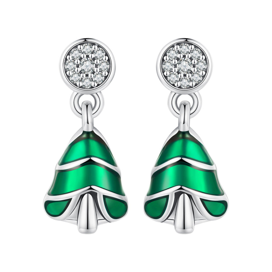 925 Sterling Silver Earrings with Enamel and Pavé Set CZ in Oxidized Silver