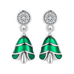 925 Sterling Silver Earrings with Enamel and Pavé Set CZ in Oxidized Silver
