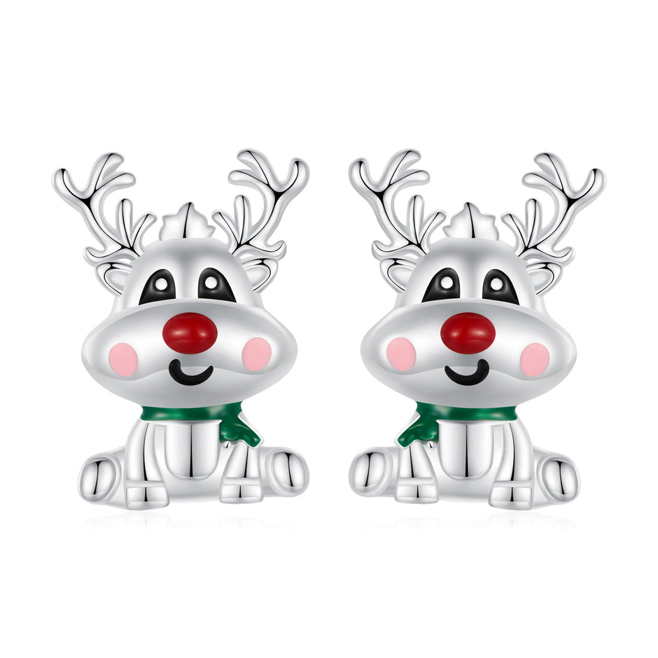 925 Sterling Silver Enamel Earrings 12x9mm