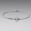 925 Sterling Silver Adjustable Chain Bracelet with White Gold Plating and CZ for Women