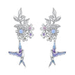 925 Sterling Silver Earrings with Nano Opal Stone and White Gold Plating