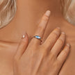 925 Sterling Silver White Gold Plated 1.9mm Transparent Glass Ring
