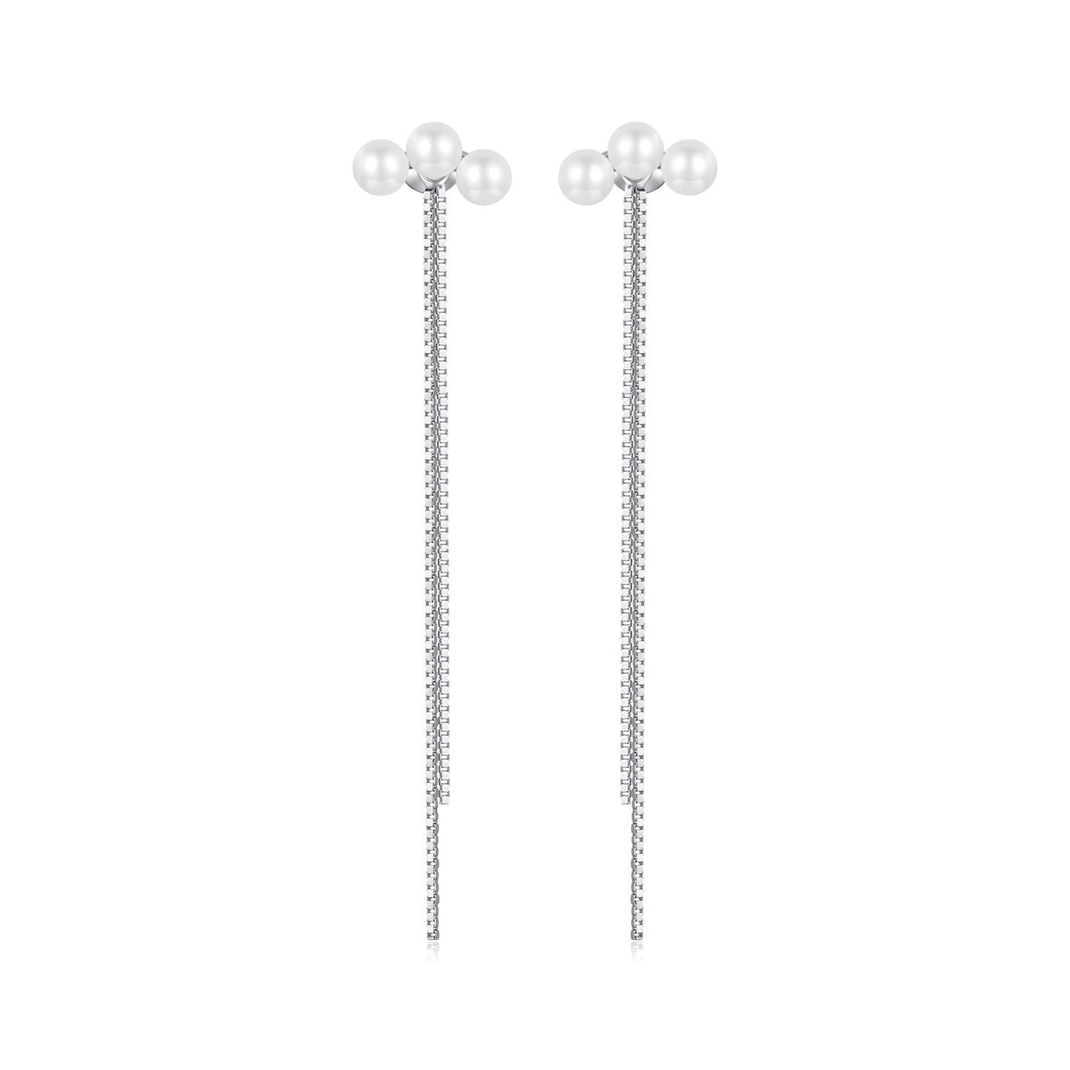 925 Sterling Silver White Gold Plated Shell Pearl Earrings