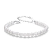 925 Sterling Silver Adjustable White Gold Plated Bracelet with Synthetic Pearl for Women