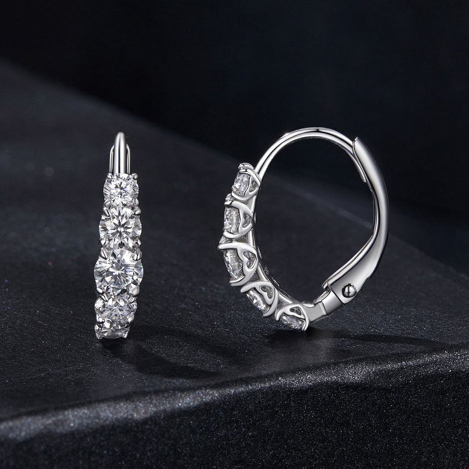 925 Sterling Silver Moissanite Earrings 13*4mm for Women