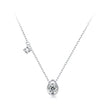 925 Sterling Silver + Moissanite Adjustable Necklace for Women - White Gold 0.5ct & 0.1ct