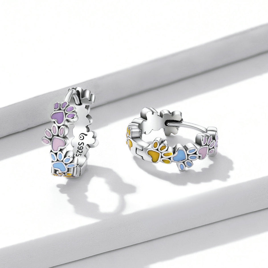 925 Sterling Silver Enamel Oxidized Silver Earrings