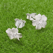 925 Sterling Silver Earrings with Pavé Setting CZ and White Gold Plating, 0.8cm for Women