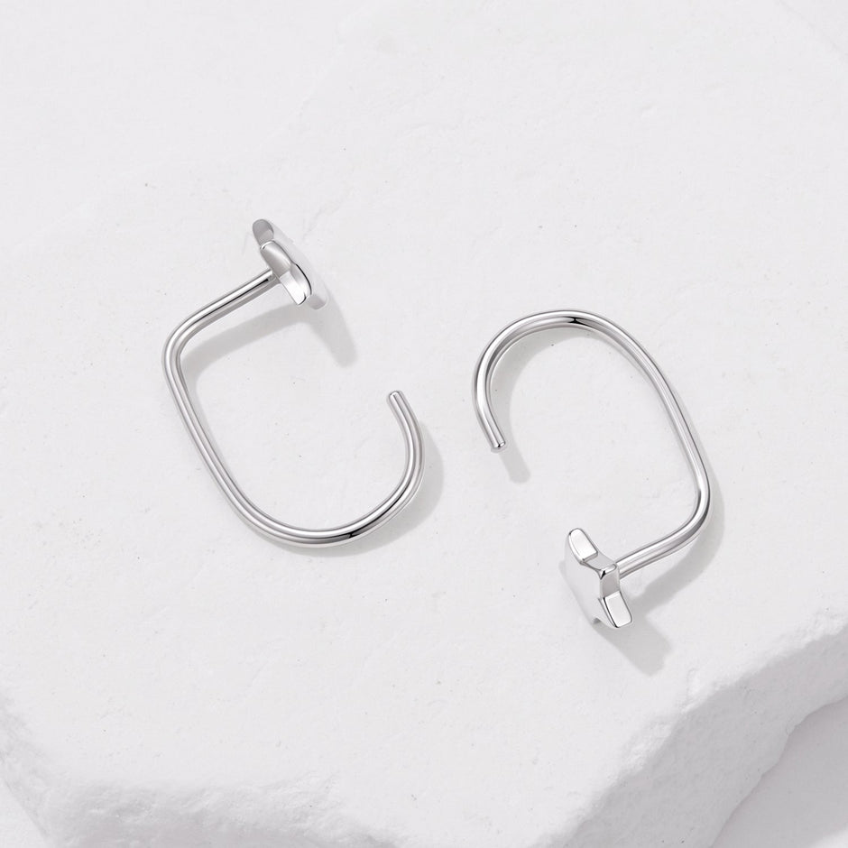 925 Sterling Silver Brass Earrings with White Gold Plating 1.4cm for Women