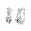 925 Sterling Silver White Gold Plated 0.5ct Moissanite 1.4cm Pavé CZ Hoop Earrings for Women