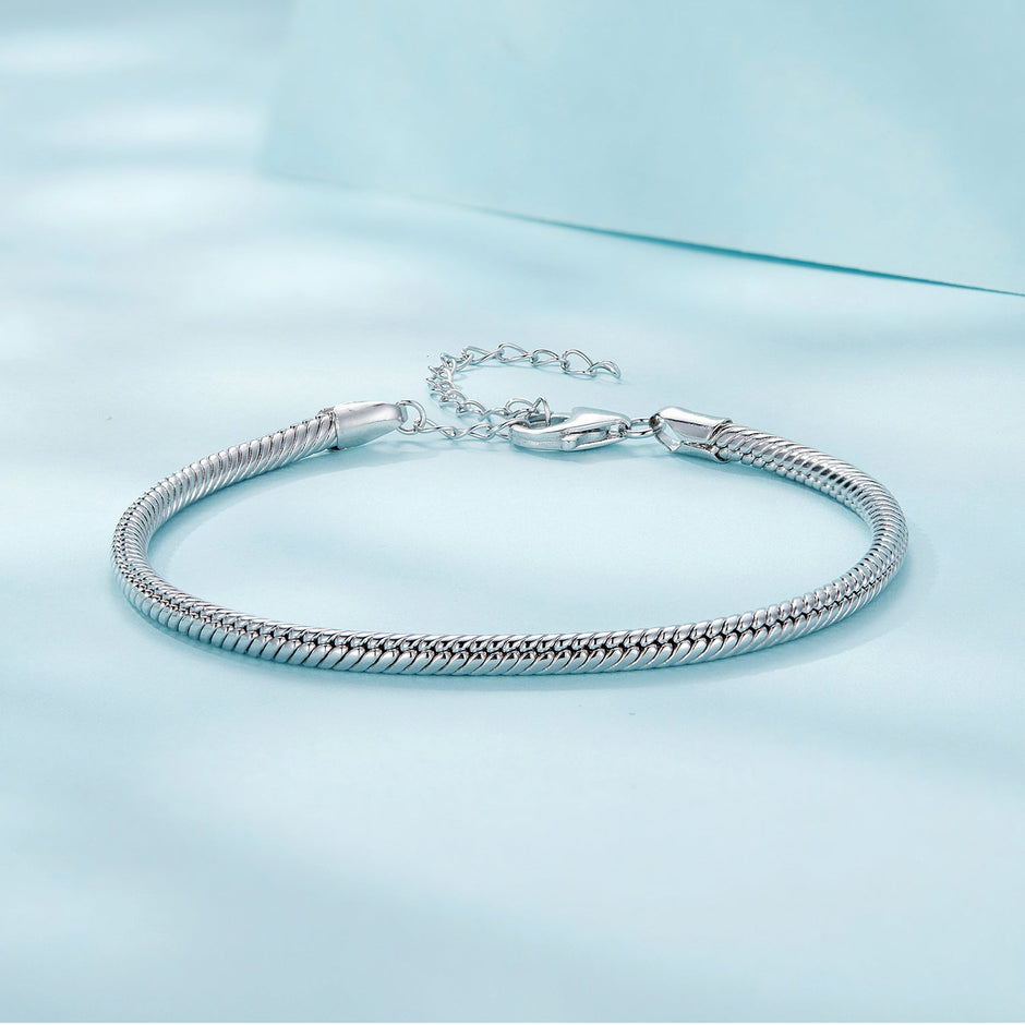 925 Sterling Silver Plated Platinum Bracelet with Adjustable Length for Women