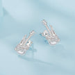 925 Sterling Silver Earrings for Women with White Gold Plating, Size 1.5x0.6cm
