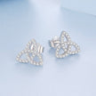 925 Sterling Silver White Gold Plated Pavé CZ Earrings
