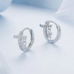 925 Sterling Silver Earrings with Pavé Setting CZ in White Gold, Size 13*8mm for Women