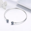 925 Sterling Silver Bracelet with Outer Diameter 6cm and Wall Thickness 0.2cm for Women