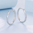 925 Sterling Silver White Gold Plated Hoop Earrings with CZ - 2.0cm