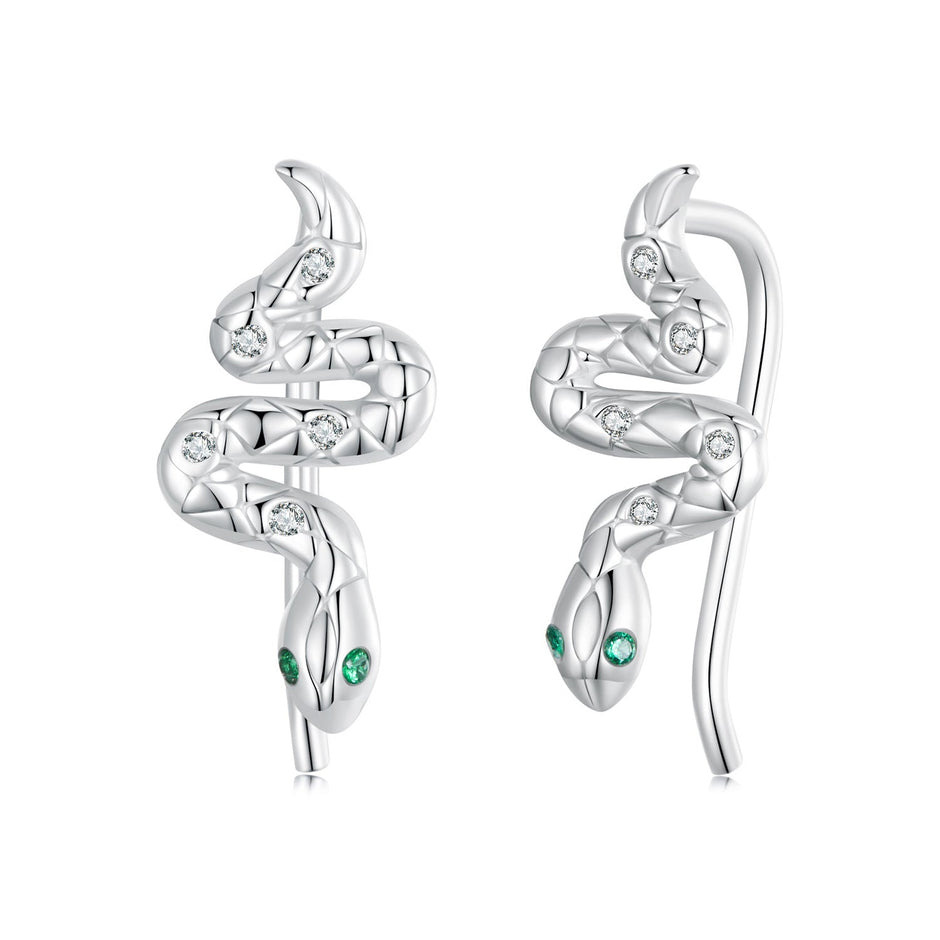 925 Sterling Silver Earrings with Pavé Setting and White Gold Plating for Women