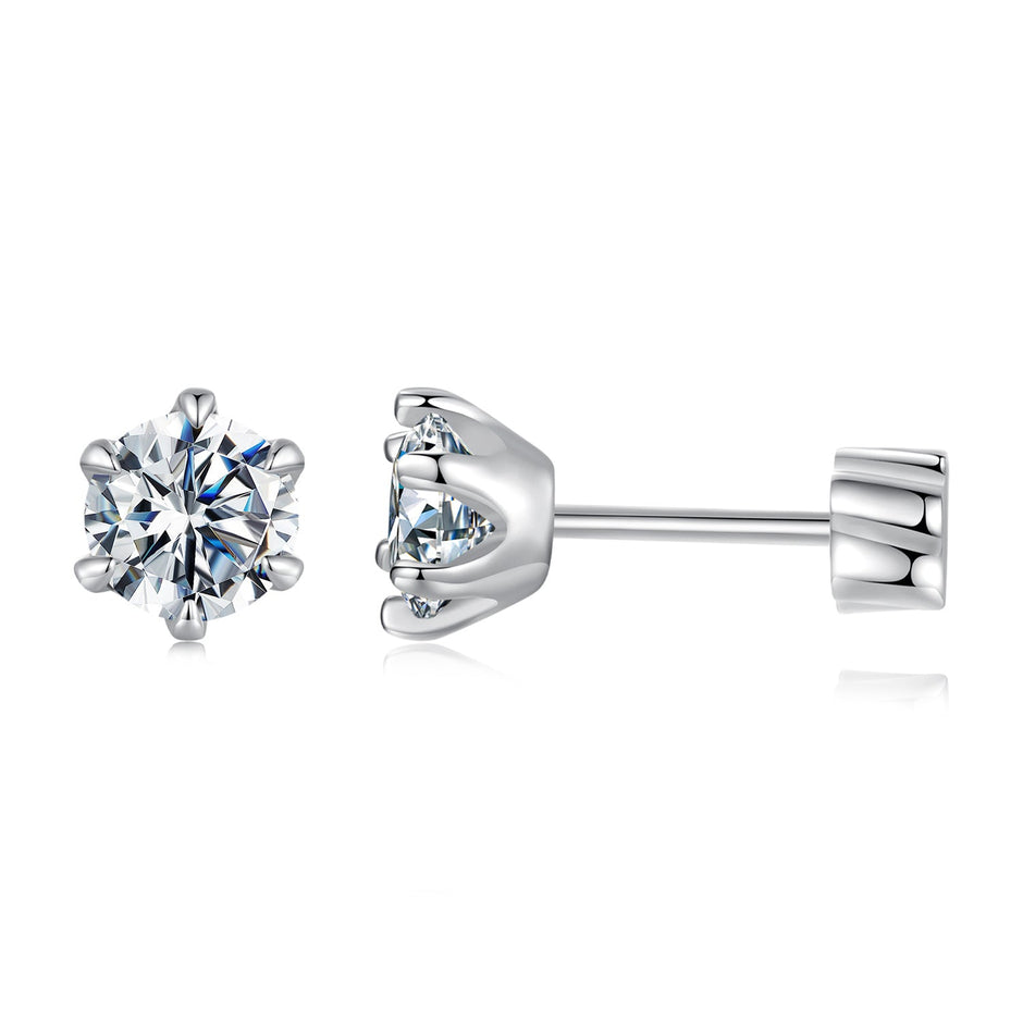 925 Sterling Silver 0.5 Carat Moissanite Earrings for Women