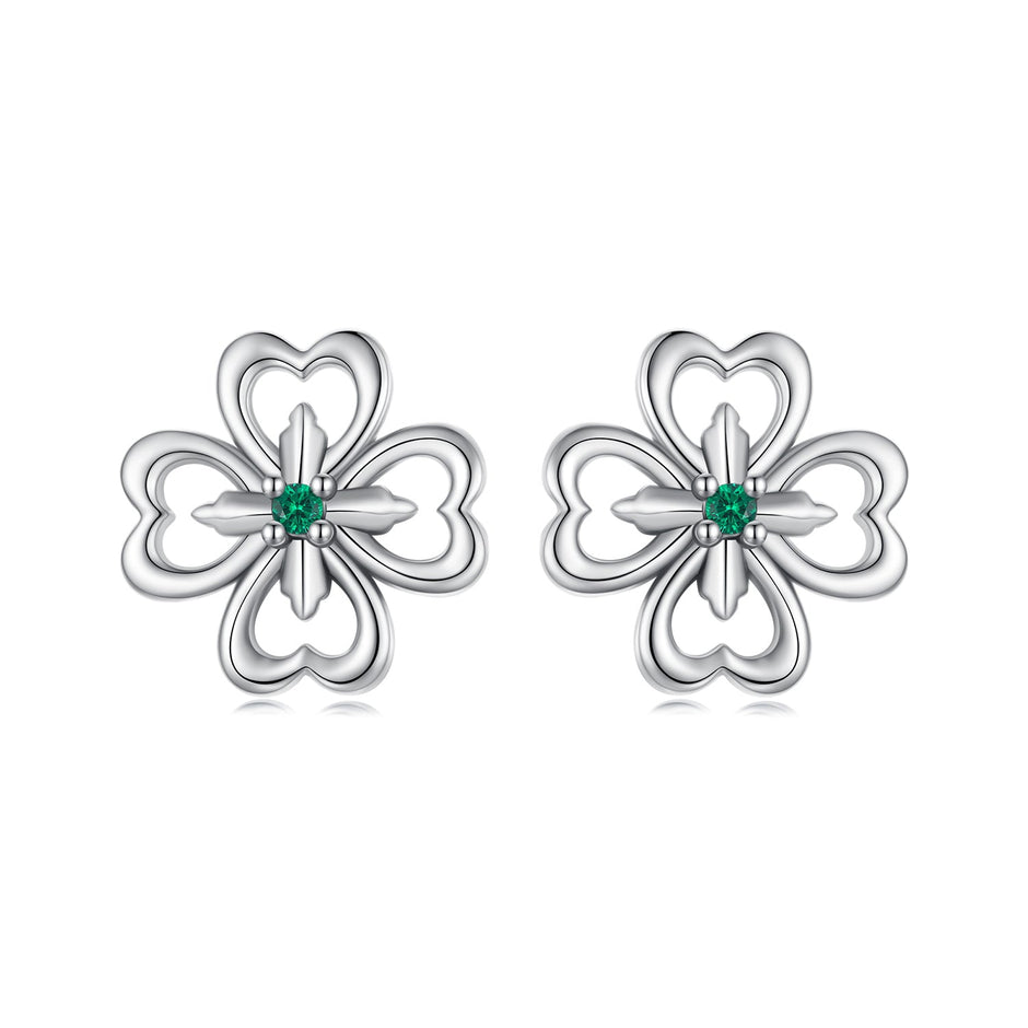 925 Sterling Silver Earrings with Pavé Setting CZ, 0.9cm, Oxidized Silver for Women