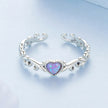 925 Sterling Silver Opal Pendant Ring for Women