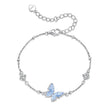 925 Sterling Silver White Gold Plated Bracelet with Enamel and CZ - 15+6cm Length