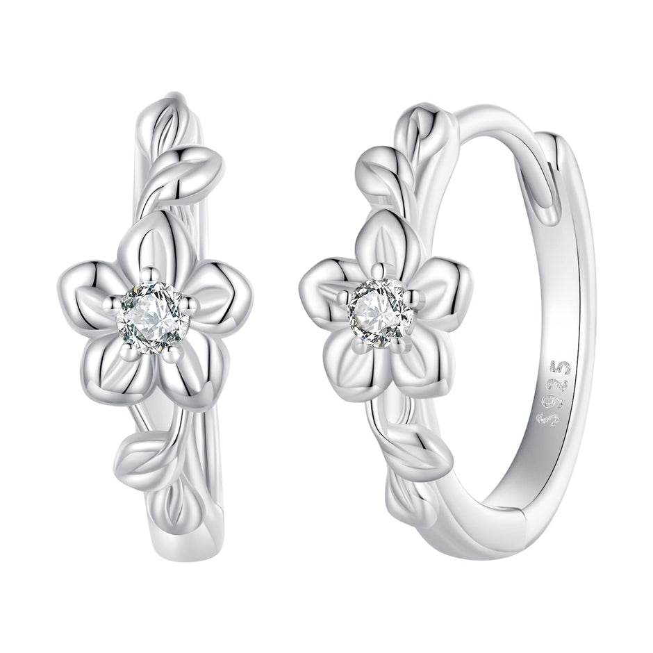 925 Sterling Silver Earrings with Zircon and Platinum Plating